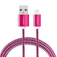  Gogen Lightning USB kábel 1m, textil borítás, lila szín Adat és töltő csatlakozó Lightning kábel, USB 2.0 A - Lightning villa, fémes konnektorok