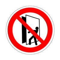  Az ajtót üzem közben kinyitni tilos!, 10x10cm / Öntapadós vinil