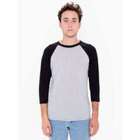 American Apparel American Apparel uniszex 3/4 ujjú póló, AABB453 raglán ujjú, Heather Grey/Black-2XL