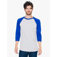 American Apparel American Apparel uniszex 3/4 ujjú póló, AABB453 raglán ujjú, Heather Grey/Lapis-S