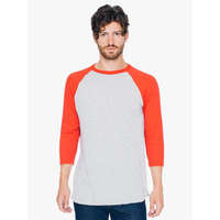 American Apparel American Apparel uniszex 3/4 ujjú póló, AABB453 raglán ujjú, Heather Grey/Red-L