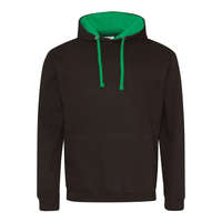 Just Hoods Kapucnis pulóver Just Hoods AWJH003, kontrasztos színű kapucni belsővel, Jet Black/Kelly Green-2XL