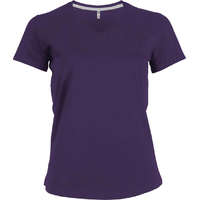 Kariban Kariban V-nyakú rövid ujjú Női pamut póló KA381, Purple-3XL