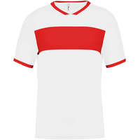 Proact Proact rövid ujjú V-nyakú gyerek sportpóló, kontrasztos betéttel PA4001, White/Sporty Red-4/6