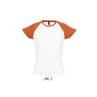 SOL&#039;S SOL&#039;S MILKY raglános kétszínű Nöi rövid ujjú póló SO11195, White/Orange-2XL