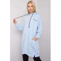 FiatalDivat Indira hosszú pulóver kapucnival és zsebekkel, világoskék