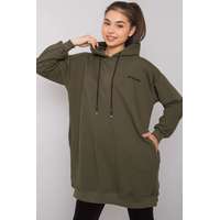 FiatalDivat Indira hosszabbított pulóver kapucnival és zsebekkel, khaki színű