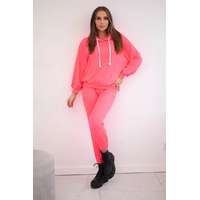 FiatalDivat Sport tréningruha kapucnival modell 9337 neon rózsaszín
