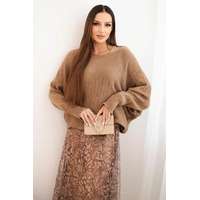 FiatalDivat Kötött pulóver és viszkóz ruha szett IT103 modell, teve színű