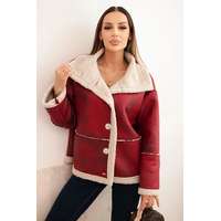 FiatalDivat Bordó színű, kapucnis, báránybőr hatású oversize kabát, 5743-as modell.