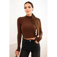 FiatalDivat Rövid pulóver blúz állógallérral ZS5135 modell barna