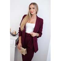 FiatalDivat Elegáns kabát és nadrág szett 80172K bordó