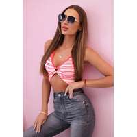 FiatalDivat Pamut felső kivágással és arany akcentussal, 69334-es modell, neon rózsaszín