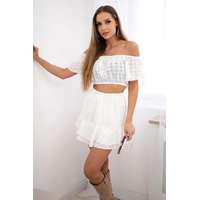 FiatalDivat Kivarrott blúzból és szoknyából álló szett reneszánsz stílusban modell 9275 ekrü szín