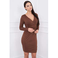 FiatalDivat Feszes ruha megkötővel a mellkason modell 8138 barna