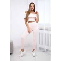 FiatalDivat Szett nadrág + top fodrokkal púder rózsaszín