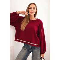 FiatalDivat Pulóver díszes alsó szegéllyel, 92581 bordó modell