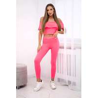 FiatalDivat Szett nadrág + top fodrokkal neon rózsaszín
