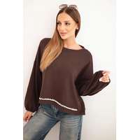 FiatalDivat Pulóver díszes alsó szegéllyel, 92581-es modell, barna