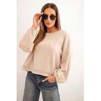 FiatalDivat Pulóver díszes alsó szegéllyel, 92581-es modell, bézs