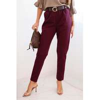 FiatalDivat Viszkóz nadrág övvel és szűkített szárú, 25071 bordó modell