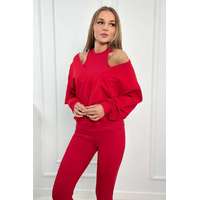 FiatalDivat 3 részes pulóver + felső + leggings szett 9441 piros