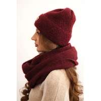 FiatalDivat Komplett - női sapka + csősál CZ08 bordó
