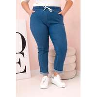 FiatalDivat Bő szabású nadrág derékfűzővel, 6015-ös modell, sötét farmer színben