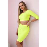 FiatalDivat Szett szoknya és crop-top modell 9084 neon sárga