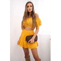 FiatalDivat Kivarrott blúzból és szoknyából álló szett reneszánsz stílusban modell 9275 mustár szín