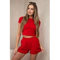 FiatalDivat Pamut szett trikó és rövid nadrág modell 9079 piros