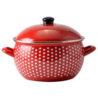 Perfect Home Piros, pöttyös zománcozott lábas fedővel 16 cm