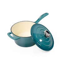 Perfect Home Elegáns Türkiz Zománcozott Öntöttvas Lábas fedővel 19 cm, 1,9L