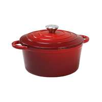 NEWALOR Zománcozott piros öntöttvas lábas fedővel 28cm fém fogóval, 6literes