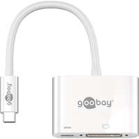 goobay goobay USB adapter, USB-C csatlakozó > USB-C aljzat + DVI aljzat fehér, 15 cm, PD, töltés akár 60 watttal