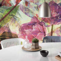 Komar Trópusi virág és felhőkarcoló mintás fotótapéta