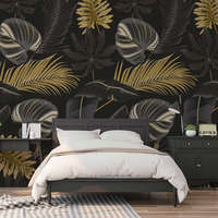 Wallvision Fekete arany trópusi levél mintás fotótapéta 254x184cm