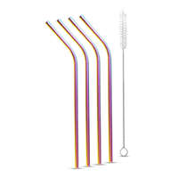 Family Rozsdamentes acél szívószál szett - titán szivárványos - 215 x 6 mm - 5 részes