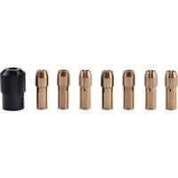 EXTOL CRAFT befogó tokmány klt., 8 db, befogás: 1-1,6-2-2,3-3-2×3,2 mm, M8×0,75 mm, a 404120, 404121, 8892201 mini köszörűgéphez