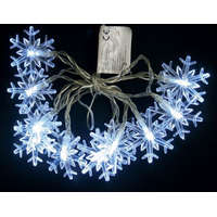 Lánc MagicHome Karácsony SnowFlake, 10 LED hideg fehér, egyszerű világítás 2x AA, IP 20, külső, vilá