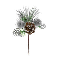 Vetvička MagicHome Vianoce, s rolničkou, strieborná 20 cm