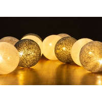  Lánc MagicHome Cotton Balls 3, 10 LED, PE/pamut, 2x AA, egyszerű világítás, megvilágítás, L-1,35 m