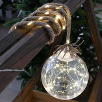  MagicHome karácsonyi Balldeco dekoráció, zsinóros gömb, 50 m meleg fehér LED, 3x AA, IP 20, belső, m