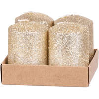 MagicHome karácsonyi gyertya, 4 x 6 cm, csomag. 4 db, pezsgőszínű, csillámokkal, adventi