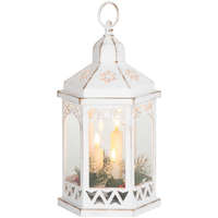 MagicHome Lampáš MagicHome Vianoce Morocco, LED, sviečky, biely, 3xAAA, plast, časovač, 18x15x32 cm