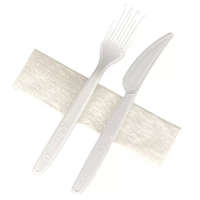 Globál Pack Műanyag Csomagolt Evőeszköz 2+1 (Kés+Villa+szalvéta) - Többször használható