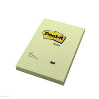 POST-IT Post-it öntapadós jegyzettömb, 662 102 × 152 mm, 100 lap, négyzethálós, kanári sárga, 6-os celofán gyűjtővel