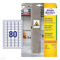 AVERY ZWECKFORM Etikett címke szuper tapadású - L7872-20 fehér 35,6 x 16,9 mm Avery