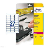 AVERY ZWECKFORM Etikett címke speciális L6114-20 biztonsági fehér poliészter 63,5 x 29,6 mm 20 ív Avery