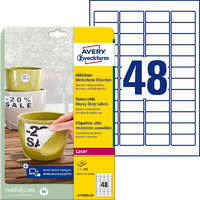 AVERY ZWECKFORM Etikett címke speciális L4778REV-20 visszaszedhető időjárásálló poliészter 45,7x21,2mm 20ív fehér Av fehér